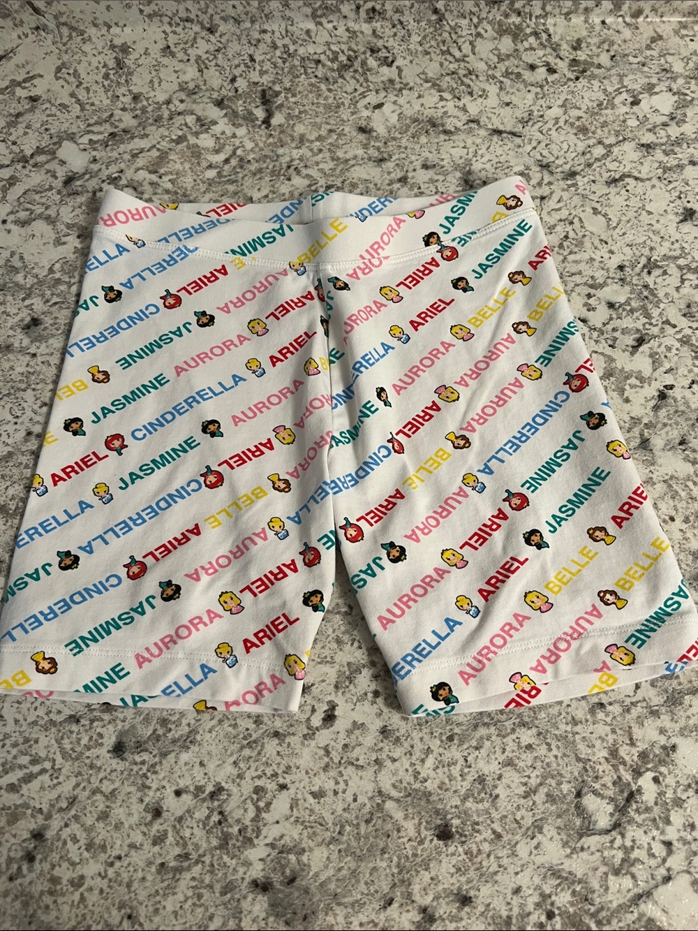 Girls White Disney Princess Name Print bike shorts size 8 Girls